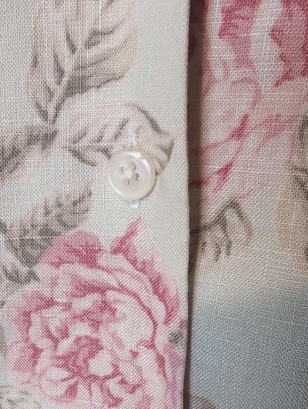 Lauren Ralph Lauren Linen Light Green Floral Short Sleeve Shirt - Picture 5 of 6